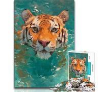 Rompecabezas de 1000 Piezas de fantasía de Tigre para Adolescentes Ideal para aliviar el estrés desafío difícil decoración única para el hogar y Regalos 38x26cm