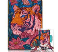 Rompecabezas de 1000 Piezas de fantasía de Tigre para Adolescentes Rompecabezas de 1000 Piezas para aliviar el estrés desafío difícil Mejora el Amor en Pareja 38x26cm