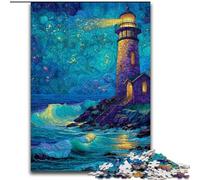 Rompecabezas de 1000 Piezas de Faro de Cielo Estrellado para Adolescentes, Ideal para la interacción Entre Padres e Hijos y la reducción del estrés (50x75cm)