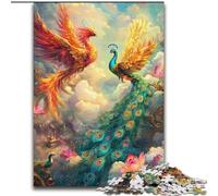 Rompecabezas de 1000 Piezas de Fénix y Pavo Real para Adultos y Adolescentes Ejercita el Cerebro Juguetes adictivos para Cultivar la Paciencia Decoración (26x38cm)