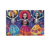 Rompecabezas de 1000 piezas de flores de calavera de azúcar para el día de los muertos, rompecabezas de madera para adultos, regalos para decoración del hogar