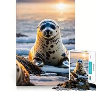 Rompecabezas de 1000 Piezas de focas en el Polo Norte para Adultos Juguete para el hogar Disfrute de un Corte Fino Regalo Ideal para Papá Noel (50x75cm)