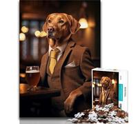 Rompecabezas de 1000 Piezas de Fox Red Labrador en el Pub, un Juego desafiante y Familiar, Toda la Familia, 50x75cm