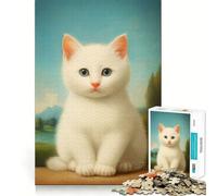 Rompecabezas de 1000 Piezas de Gatito Blanco y Esponjoso para Adultos Juego de Habilidad Mental Corte láser para un Ajuste Actividad gratificante para días lluviosos (50x75cm)