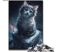 Rompecabezas de 1000 Piezas de Gatito Negro para Adultos Juego Interactivo Familiar, Apto para Mayores de 14 años (26x38cm)
