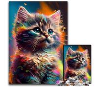 Rompecabezas de 1000 Piezas de Gatitos de Colores con Humo para Adultos, Adolescentes y familias. Decoración Hacer tú Mismo y un desafío para el Cerebro. 26x38cm/10,23x14,96 Pulgadas.