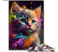 Rompecabezas de 1000 Piezas de Gatitos de Colores con Humo, Rompecabezas difíciles para Adultos, tamaño 26x38cm, Actividad educativa para Mejorar Las Habilidades cognitivas.
