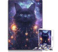 Rompecabezas de 1000 Piezas de Gato Arcano con Luces Cósmicas para Adultos y adolescentesJuego Creativo de resolución de problemasIdea de Regalo Memorable y conmovedoraTamaño 38x26cm