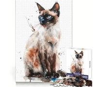 Rompecabezas de 1000 Piezas de Gato balinés en Acuarela para adultosDesarrolla la Habilidad Mental, estimula el Cuerpo y estimula el espírituDiseño Elegante y compactoRegalo de Navidad (50x75cm)