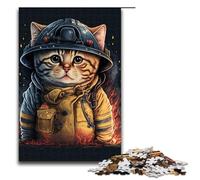 Rompecabezas de 1000 Piezas de Gato Bombero Adultos Ideal para Navidad con Papá Noel para Adolescentes a Partir de 14 años 75 x 50 cm.