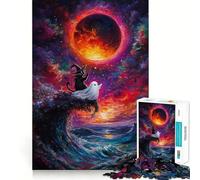 Rompecabezas de 1000 Piezas de Gato Brujo y Fantasma para Adultos,Juguete para Resolver Problemas,Calidad Profesional,Ideal para Relajarse en Grupo en Interiores (38x52cm)