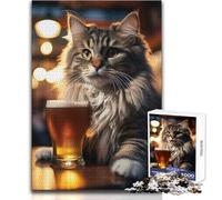 Rompecabezas de 1000 Piezas de Gato cervecero de Ojos Brillantes para Adultos, Juego Creativo de resolución de Problemas, Idea de Regalo Memorable y conmovedora, tamaño 50x75cm