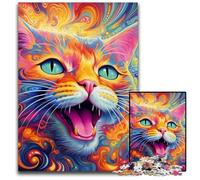 Rompecabezas de 1000 Piezas de Gato Colorido para Adultos. Rompecabezas imposibles para Adultos navideño y decoración del hogar. 26x38cm/10,23x14,96 Pulgadas.