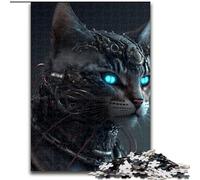 Rompecabezas de 1000 Piezas de Gato Cyborg de Madera para Adultos, navideño, Obra de Arte humorística, 50x75cm, Ideal para cumpleaños, Navidad, Halloween