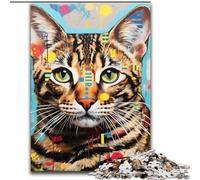 Rompecabezas de 1000 Piezas de Gato de Bengala, Ideal para Regalar en Navidad, con Ilustraciones humorísticas y Detalles (tamaño 50x75cm)