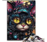 Rompecabezas de 1000 Piezas de Gato futurista Fabricado en cartón cumpleaños, Navidad, Halloween, Acción de Gracias y Pascua 1000 Piezas(26x38cm)