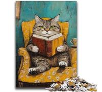 Rompecabezas de 1000 Piezas de Gato Lector para Adolescentes y Adultos, Ayuda a ejercitar el Cerebro, Juguetes adictivos para Cultivar la Paciencia, decoración, 50x75cm