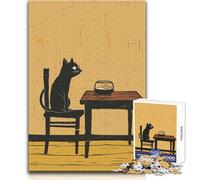 Rompecabezas de 1000 Piezas de Gato Mirando a un pez Dorado para Adultos Juego Creativo de resolución de Problemas Idea de Regalo Memorable y conmovedora Tamaño 38x26cm