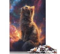 Rompecabezas de 1000 Piezas de Gato Mirando Las Estrellas para Adultos y Adolescentes, Juegos educativos para el hogar, Juguetes de Bricolaje, 1000 Piezas (75 x 50 cm)