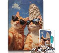 Rompecabezas de 1000 Piezas de Gato Naranja tomándose un Selfie para Adultos y Adolescentes Juguete Educativo Toda la Familia 38x26cm