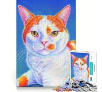 Rompecabezas de 1000 Piezas de Gato Naranja y Blanco para Adolescentes Juguete para desarrollar la lógica y la Capacidad de relajación Corte preciso Regalo Ideal (38x52cm)