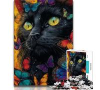 Rompecabezas de 1000 Piezas de Gato Negro para Adultos y Adolescentes ¡Disfruta de Tus Vacaciones en casa! Cada Pieza es única Juego Familiar desafiante y Divertido 38x26cm
