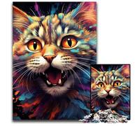 Rompecabezas de 1000 Piezas de Gato psicodélico Colorido, desafiante Rompecabezas, Actividad Familiar, decoración del hogar, Regalo navideño, 26x38cm/10,23x14,96 Pulgadas