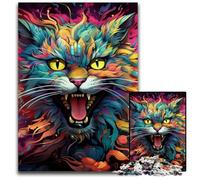 Rompecabezas de 1000 Piezas de Gato psicodélico de Arte Colorido para Adultos. Ideal para Parejas, Navidad, Año Nuevo y San Valentín. 50x75cm/19,68x29,52 Pulgadas.