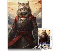 Rompecabezas de 1000 Piezas de Gato samurái japonés, Juguete Relajante para Jugar en Solitario, Corte preciso Superior, tamaño 38x26cm