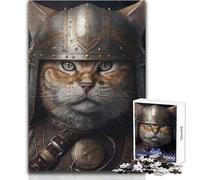 Rompecabezas de 1000 Piezas de Gato Vikingo con Casco para Adultos Actividad Inteligente para Jugar y Aprender emotivo para Celebrar Tamaño 38x26cm