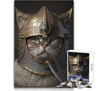 Rompecabezas de 1000 Piezas de Gato Vikingo: una Forma Relajante de llenar el Tiempo Libre, Corte preciso y consistente, Juguete de Juego, tamaño 50x75cm