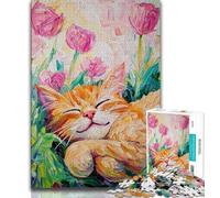 Rompecabezas de 1000 Piezas de Gato y Flores para Adultos Entrena tu Cerebro y Tus Manos Regalos para Amigos y Familiares (50x75cm)