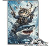 Rompecabezas de 1000 Piezas de Gato y Tiburón para Adultos y Adolescentes, Juegos educativos, decoración del hogar y Regalos para Toda la Familia (26x38cm)