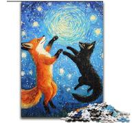 Rompecabezas de 1000 Piezas de Gato y Zorro para Adultos y Adolescentes, Ideal para Pasar el rato en casa, cumpleaños, decoración de Pared para Mayores de 14 años (tamaño 50x75cm)