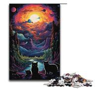 Rompecabezas de 1000 Piezas de Gatos de Colores Brillantes en el Planeta Rompecabezas de Madera para niños interacción Entre Padres e Hijos 1000 Piezas (38 x 26 cm)