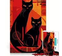 Rompecabezas de 1000 Piezas de Gatos Negros con Piezas de Ajuste preciso,Juego Divertido y Estimulante,Ideal para Momentos de diversión en un Ambiente Acogedor o como decoración navideña 38x52cm