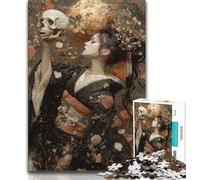 Rompecabezas de 1000 Piezas de Geisha Esqueleto para Adultos y Adolescentes Diversión en casa para armar Patrones, cumpleaños o de Viaje (50x75cm)
