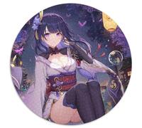 Rompecabezas de 1000 Piezas de Genshin Impact Raiden Shogun, Rompecabezas Redondo de 1000 Piezas, divertirse en Familia en Navidad, Acción de Gracias, cumpleaños y Pascua, 67,5 x 67,5 cm