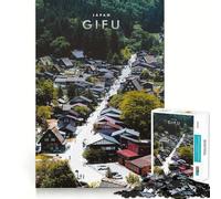 Rompecabezas de 1000 Piezas de Gifu,Japón Arte de Corte preciso Diversión cognitiva Juego de Ocio Escena navideña Arte (50x75cm)