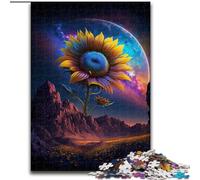 Rompecabezas de 1000 Piezas de Girasol cósmico de Madera, Divertido Rompecabezas para el hogar de 50x75cm, Ideal para Adolescentes, Fiestas