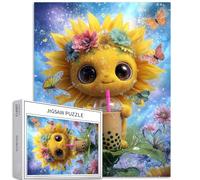 Rompecabezas de 1000 piezas de girasol para adultos, rompecabezas de fondo de cielo estrellado de ensueño, rompecabezas artístico desafiante de actividades familiares, rompecabezas colorido para