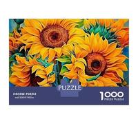 Rompecabezas de 1000 Piezas de Girasoles, denso y Dorado, de cartón Resistente y sin Polvo, Ideal para cumpleaños, Pasatiempos en Interiores, diversión en días lluviosos, 52 x 38 cm (1000 Piezas)