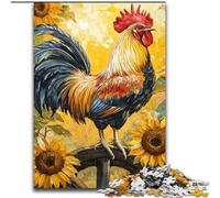 Rompecabezas de 1000 Piezas de Girasoles y Gallo para Adolescentes Juego desafiante y Familiar para Padres e Hijos (26x38cm)