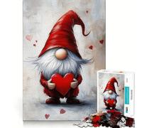 Rompecabezas de 1000 Piezas de gnomo de San Valentín sosteniendo un corazón para Adolescentes Juego Divertido y fácil de Usar Sin Huecos Actividad Nocturna Familiar para divertirse (50x75cm)