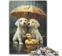 Rompecabezas de 1000 Piezas de Golden Retriever con Paraguas para Adolescentes, Juego de Preguntas y respuestas, decoración de Pared, cumpleaños y Navidad (50x75cm)