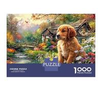Rompecabezas de 1000 Piezas de Golden Retriever de cartón Resistente y sin Polvo para Adultos, Ideal para aliviar el estrés, Actividades para días lluviosos, Ocio Familiar, 52 x 38 cm (1000 Piezas)