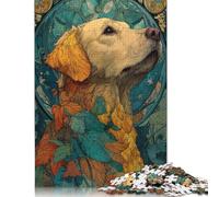 Rompecabezas de 1000 Piezas de Golden Retriever en Estilo Art Nouveau otoñal para Adultos. Rompecabezas sostenible de Papel | Juegos de 1000 Piezas (75 x 50 cm)