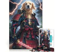 Rompecabezas de 1000 Piezas de Golden Retriever Samurai para Adultos Ideal para estimular la Memoria, Relajarse y Jugar con Rompecabezas Corte Suave Regalo de cumpleaños (38x52cm)
