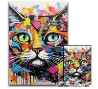 Rompecabezas de 1000 Piezas de Grafiti de Gato, desafiante Rompecabezas, Actividad Familiar, decoración del hogar, Regalo navideño, 50x75cm/19,68x29,52 Pulgadas