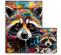 Rompecabezas de 1000 Piezas de Grafiti de Mapache, Ideal para Adultos, Actividades Familiares, decoración del hogar, Regalo navideño 50x75cm/19,68x29,52 Pulgadas
